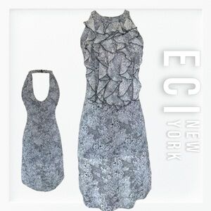 ECI New York Ruffle Bib Halter Dress sz 6